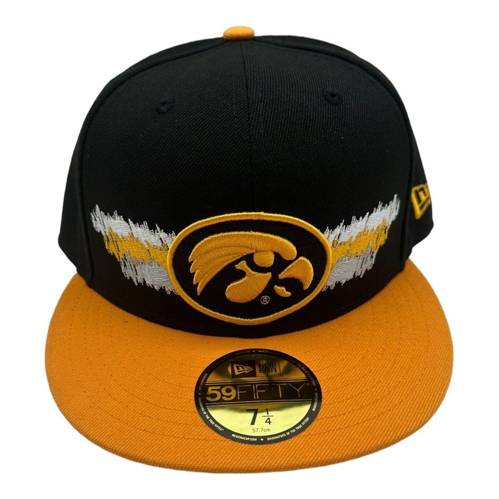 New‎ Era 59Fifty Scribble Iowa Hawkeyes NCAA Fitted Hat Cap Size 7 1/4